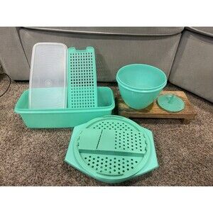 Tupperware Mint Green Grater Bowl Mandoline Slicer Reamer Lot 6pc